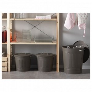 KNODD, мусорное ведро с крышкой, белое, 16 л,