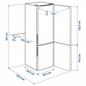 Вытяжка, холодильник с морозильной камерой, IKEA 700 отдельно стоящая/цвет нержавеющей стали черный, 246/83 л