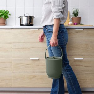 FARMARKVAST, Мусорное ведро с крышкой для органических отходов, серо-зеленое, 4 л