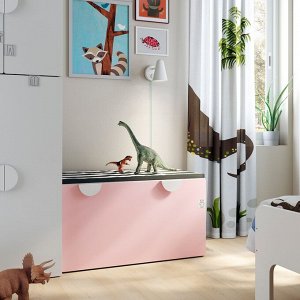 SM?STAD, скамейка для хранения игрушек, белый / бледно-розовый, 90x52x48 см