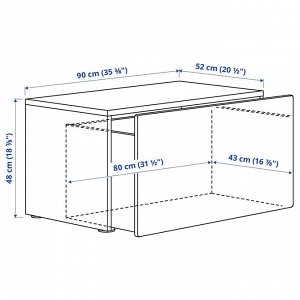 SM?STAD, скамейка для хранения игрушек, белый / бледно-розовый, 90x52x48 см