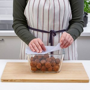 IKEA 365+, контейнер для пищевых продуктов с крышкой, прямоугольное стекло / силикон, 1,8 л