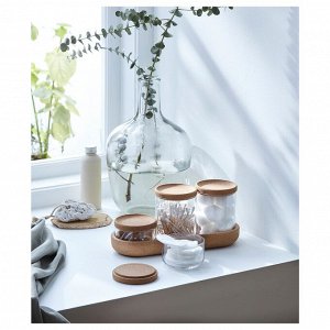 САКСБОРГА, банка с крышкой и подносом, набор из 5 штук, стеклянная пробка,