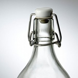 KORKEN, бутылка с пробкой, прозрачное стекло, 1 л,