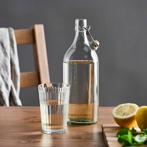 KORKEN, бутылка с пробкой, прозрачное стекло, 1 л,
