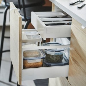 IKEA 365+, Контейнер с крышкой д/сухих продуктов, прозрачный/белый, 1.3 л