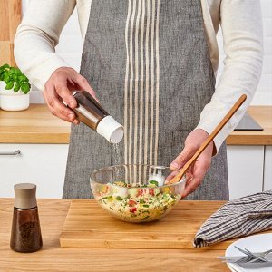 HALVTOM, Солонка и перечница, стекло/коричневый, 12 см, 2 шт