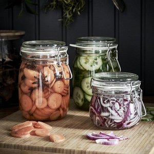 KORKEN, Банка с крышкой из прозрачного стекла, 1 л