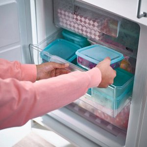 PRUTA, Контейнер для пищевых продуктов с крышкой, синий, 0,6 л/ 3 шт