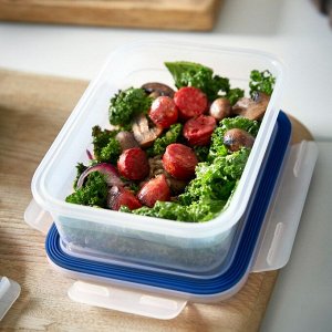 IKEA 365+, Контейнер для пищевых продуктов с крышкой, набор из 4 штук, пластиковый