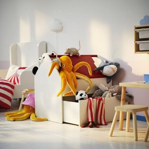 VITBJ?RN, шкаф для хранения с выдвижным ящиком, белый / красный, 80x55x78 см