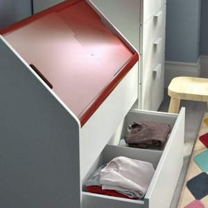 VITBJ?RN, шкаф для хранения с выдвижным ящиком, белый / красный, 80x55x78 см
