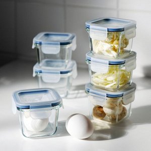 IKEA 365+, Контейнер для пищевых продуктов с крышкой, квадратный/стеклянный, 180 мл, 3 шт