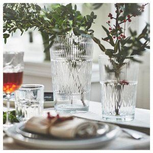 SMLLSPIREA, ваза, прозрачное стекло с рисунком, 22 см,