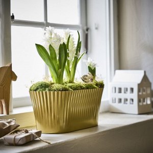 ВИНТЕРФИНТ, горшок для растений, золотистый, 14x26 см