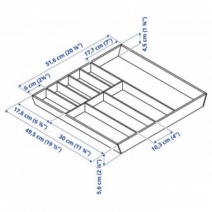 ВЕРХНЯЯ тарелка, поднос для столовых приборов, светлый бамбук, 52x50 см