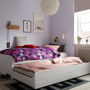 SL?KT, каркас кровати с днищем и местом для хранения вещей, белый, 90x200 см