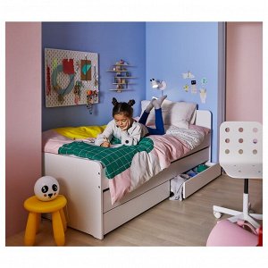 SL?KT, каркас кровати с днищем и местом для хранения вещей, белый, 90x200 см