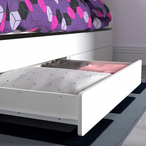 SL?KT, каркас кровати с днищем и местом для хранения вещей, белый, 90x200 см