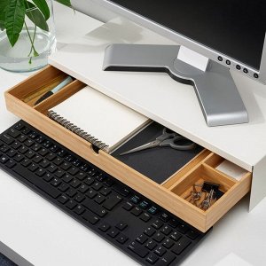 ELLOVEN, Подставка для монитора с выдвижным ящиком, белый