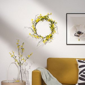 СМИЦКА, искусственный венок, форзиция желтая, 45 см