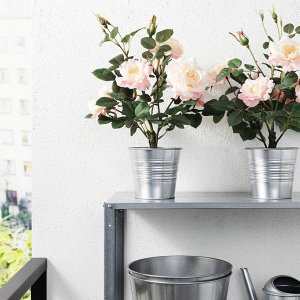 ФЕЙКА, искусственное растение в горшке, в помещении/ на открытом воздухе / Розовая роза, 12 см