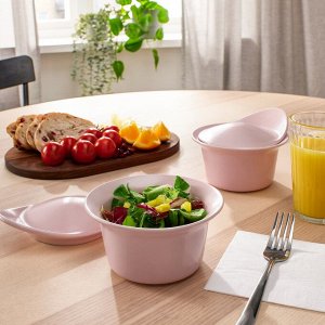 FRGKLAR, Форма для запекания/сервировки с крышкой, матово-светло-розовая, 0,2 л, 2 шт