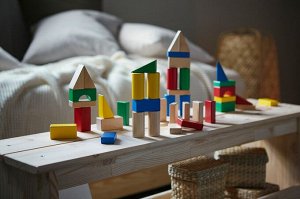 UNDERHLLA, набор деревянных строительных блоков из 40 частей, разноцветный