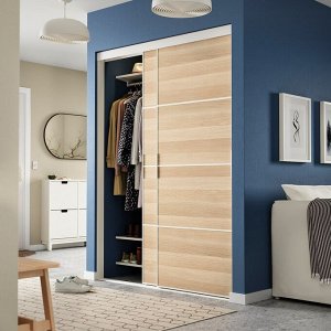 SKYTTA / MEHAMN, комбинация раздвижных дверей, белый / двусторонний эффект белого мореного дуба, 152x205 см