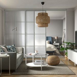 SKYTTA / SVARTISDAL, комбинация раздвижных дверей, алюминий / белая бумага, 301x240 см