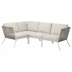 SEGERÖN, corner sofa, 3-seat, outdoor white/beige/Frösön/Duvholmen beige