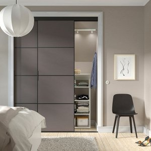 SKYTTA / MEHAMN, комбинация раздвижных дверей, черная/ двусторонняя темно-серая, 177x240 см