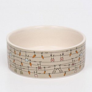 Миска керамическая "Кроличьи игрушки" 300 мл -11,5 х 11,5 х 5 см, серая/бежевая