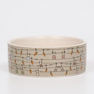 Миска керамическая "Кроличьи игрушки" 300 мл -11,5 х 11,5 х 5 см, серая/бежевая
