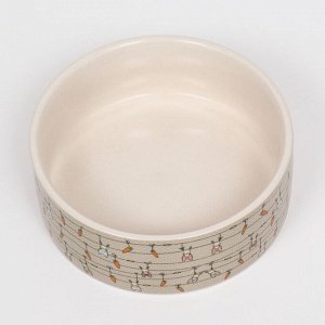 Миска керамическая "Кроличьи игрушки" 300 мл -11,5 х 11,5 х 5 см, серая/бежевая