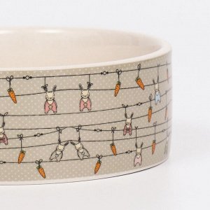 Миска керамическая "Кроличьи игрушки" 300 мл -11,5 х 11,5 х 5 см, серая/бежевая