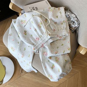 Повседневные широкие брюки с цветочным принтом, белые