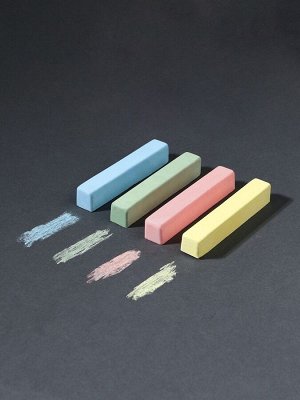 Мелки цветные школьные, 4 шт. «Синий трактор», прямоугольные