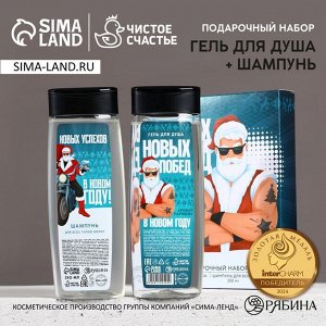 Подарочный набор «Побед в Новом Году»: гель для душа и шампунь для волос, 2x250 мл, Чистое счастье