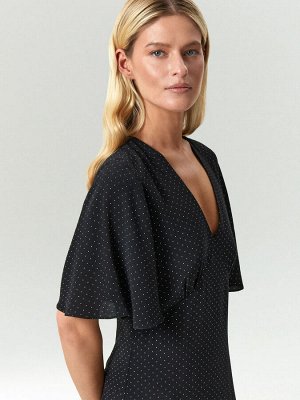 Платье миди из 100% вискозы в горох, PL1722/yanni