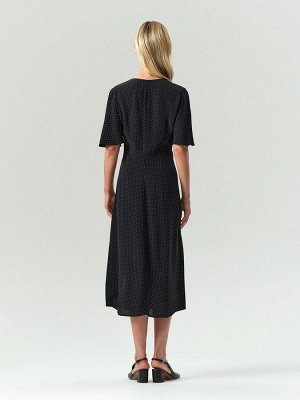 Платье миди из 100% вискозы в горох, PL1722/yanni