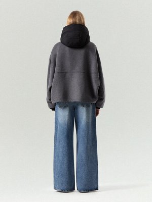 Полупальто из шерсти с отстегивающимся капюшоном, R137/harbor