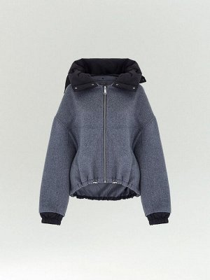 Полупальто из шерсти с отстегивающимся капюшоном, R137/harbor
