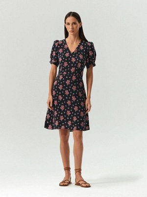 Платье мини из 100% купры с цветочным принтом, PL1669/mercy