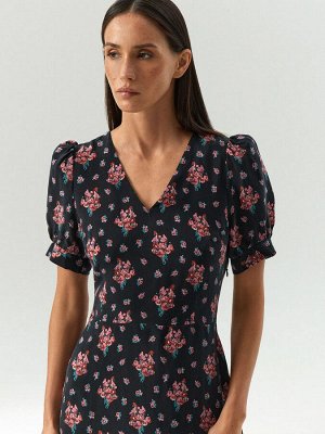 Платье мини из 100% купры с цветочным принтом, PL1669/mercy
