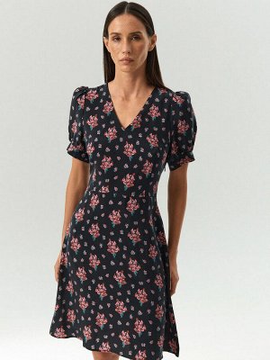 Платье мини из 100% купры с цветочным принтом, PL1669/mercy