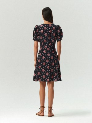 Платье мини из 100% купры с цветочным принтом, PL1669/mercy