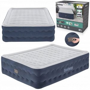 Надувная кровать, двуспальная, Bestway 152 x 203 x 51 см, встроенный насос 220В, до 300кг