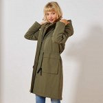Длинная парка из непромокаемого материала - хаки
