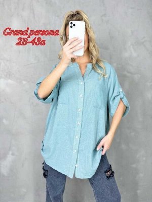 Женская рубашка. Ткань лен (спина кружева) Размер: 3XL(50-52),4XL(52-54),5XL(54-56), 6XL(56-58),7XL(58-60)
